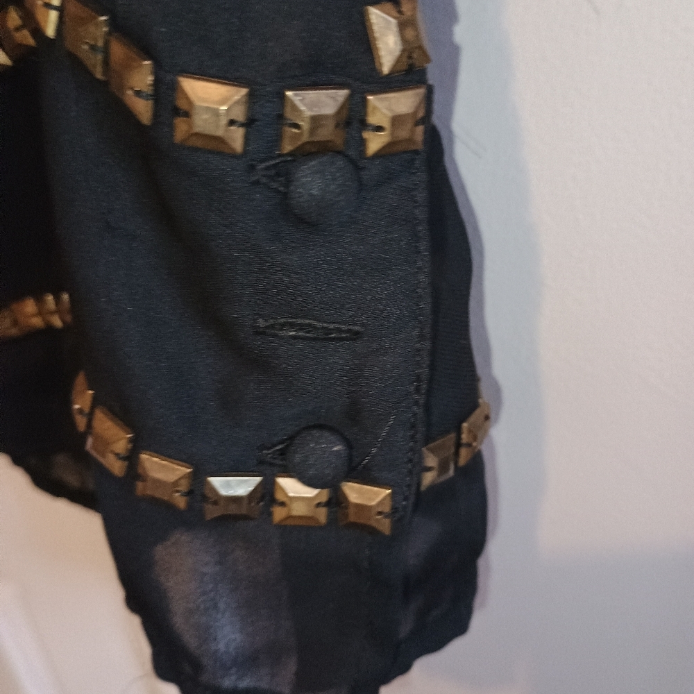 Rock & Republic Black Studded Open Side Sleeveless Top Sz S Gold Square Beads... - Picture 8 of 14